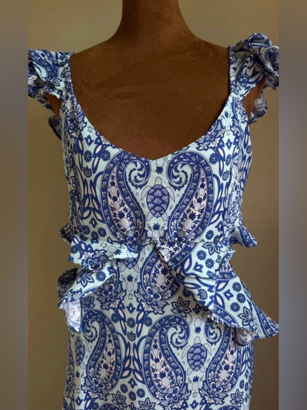 Simply Southern Blue Paisley Ruffle Maxi Dress, Size Large NWT - Picture 10 of 13
